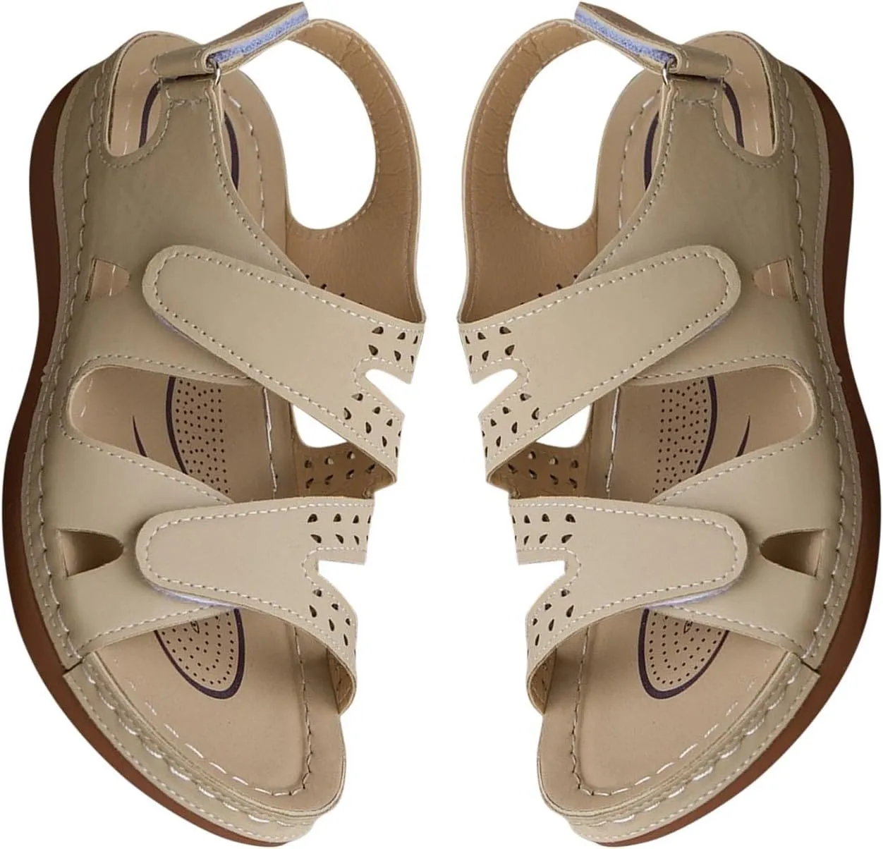 Women's Solid Color Platform Sandals Casual Ankle Strap Slingback Wedge Shoes Summer Comfy Shoes