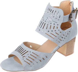 Women's Summer New Large-size Hollowed-out Rhinestone Fish Mouth Chunky High-heeled Sandals