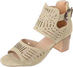 Women's Summer New Large-size Hollowed-out Rhinestone Fish Mouth Chunky High-heeled Sandals
