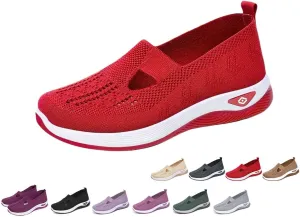 Women's Woven Breathable Soft Sole Shoes Walking Slip on Diabetic Foam Shoes in Sneakers Arch Support，Daily Commuting Shoes
