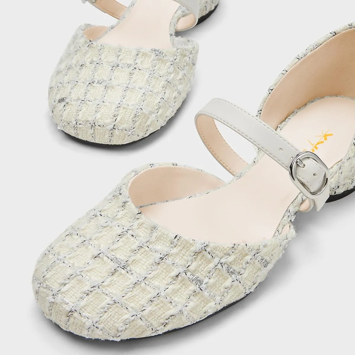 XYD Women Cute Round Toe Buckled Strap Low Heels Shoes D'Orsay Daily Dressy Comfy Flats