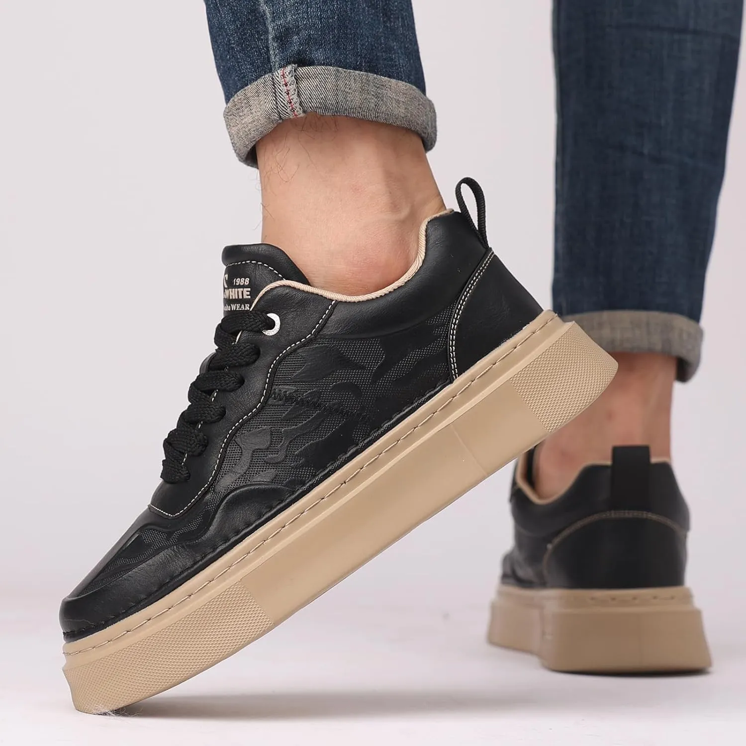 YCMM Lace Up Platform Sneakers for Men Women Lightweight Comfortable Casual Fashion Sneaker Walking Shoes