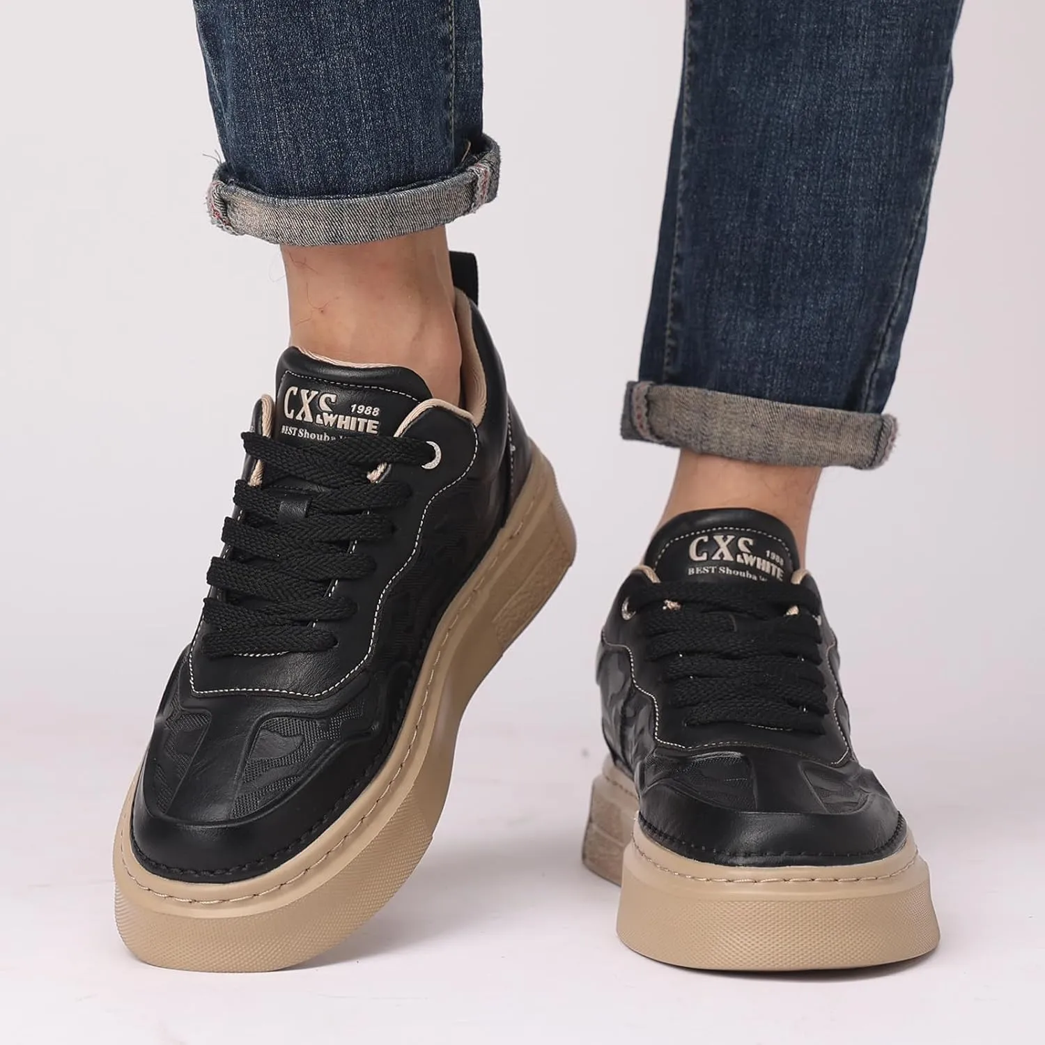YCMM Lace Up Platform Sneakers for Men Women Lightweight Comfortable Casual Fashion Sneaker Walking Shoes