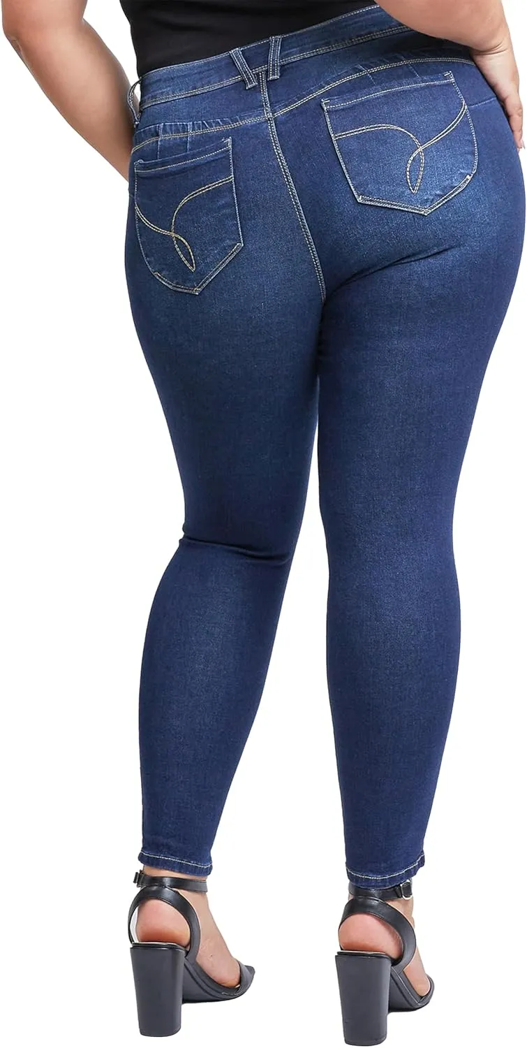 YMI Women's Plus Sustainable Wannabettabutt Skinny Jeans