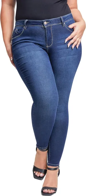 YMI Women's Plus Sustainable Wannabettabutt Skinny Jeans