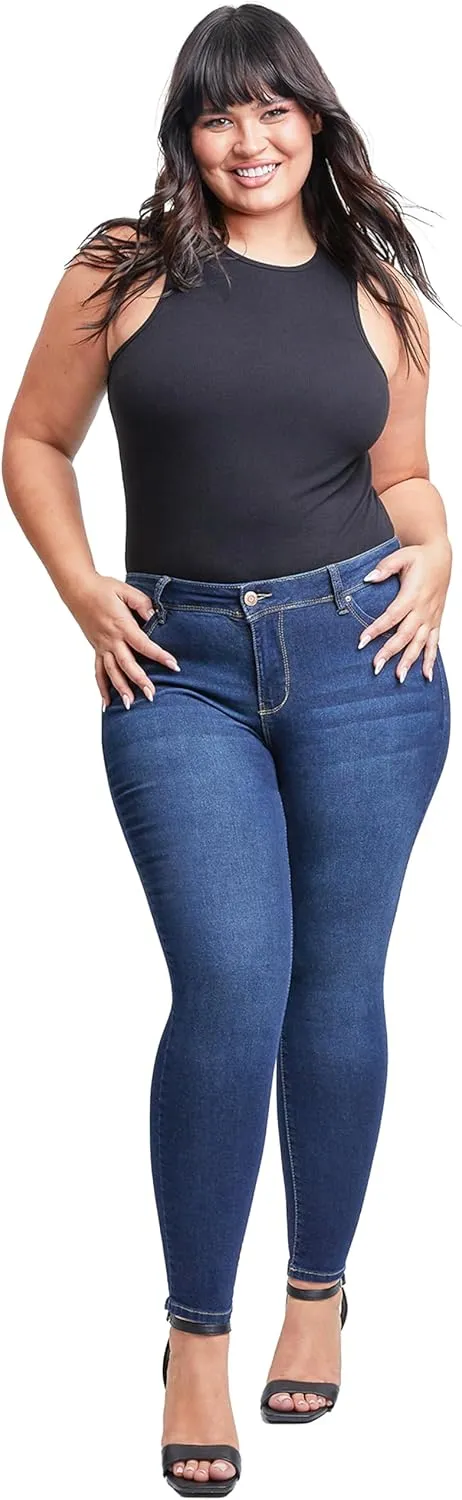 YMI Women's Plus Sustainable Wannabettabutt Skinny Jeans