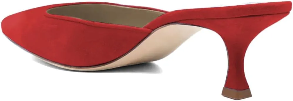Zszszsu Women's Classic Closed Pointed Toe Heeled Mules Elegant Kitten Heel Slide Sandal Backless Loafers Dress Party Shoes Size 4-16 US