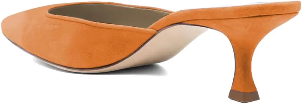 Zszszsu Women's Classic Closed Pointed Toe Heeled Mules Elegant Kitten Heel Slide Sandal Backless Loafers Dress Party Shoes Size 4-16 US