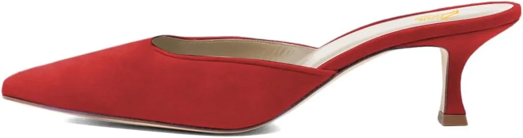 Zszszsu Women's Classic Closed Pointed Toe Heeled Mules Elegant Kitten Heel Slide Sandal Backless Loafers Dress Party Shoes Size 4-16 US
